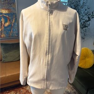 Zero Golfwear Cream Zip-Up Jacket with Logo - microsuede Anita